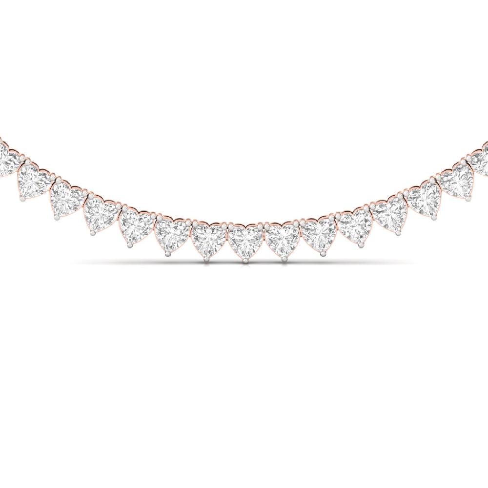 Heart Cut CVD lab Grown Diamond Classic Solitaire Tennis Necklace
