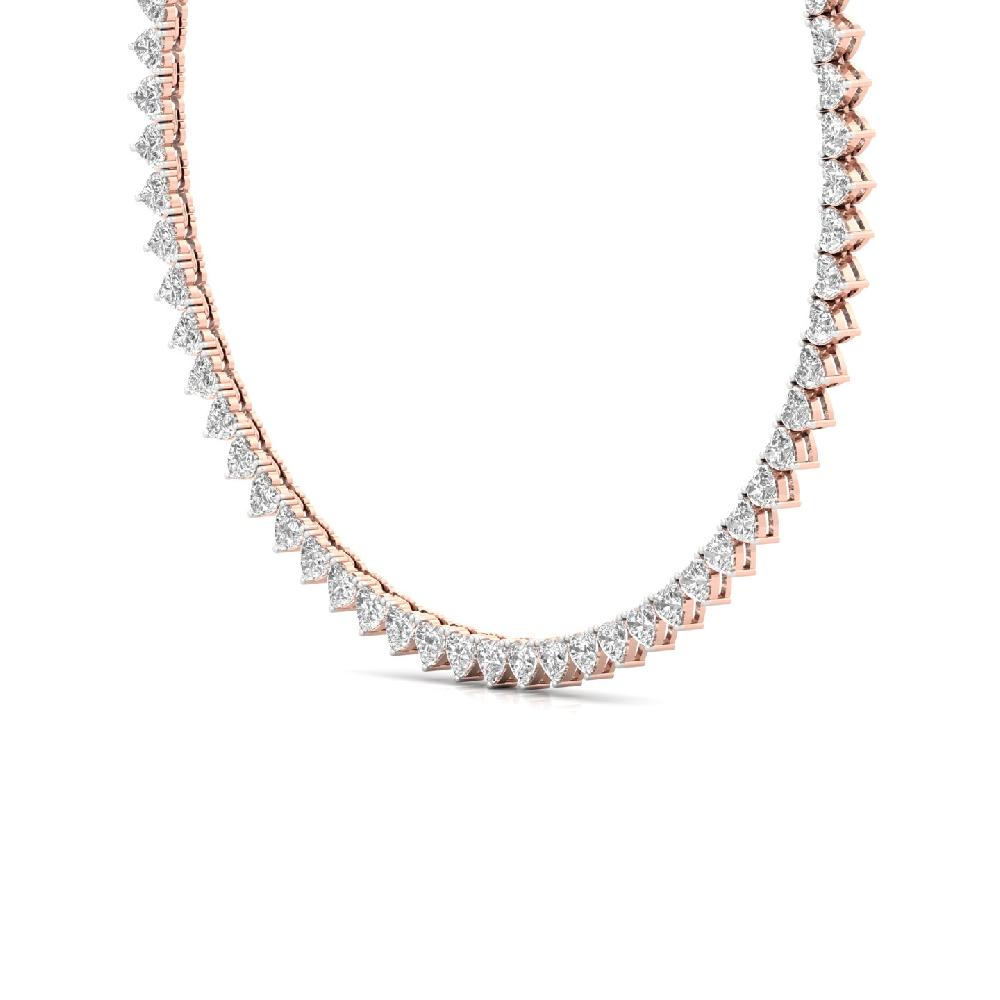 Heart Cut CVD lab Grown Diamond Classic Solitaire Tennis Necklace