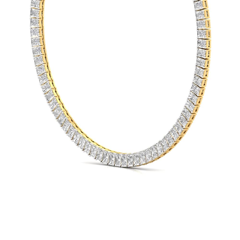 Emerald Cut Lab Grown Diamond Forever Shine Tennis Necklace