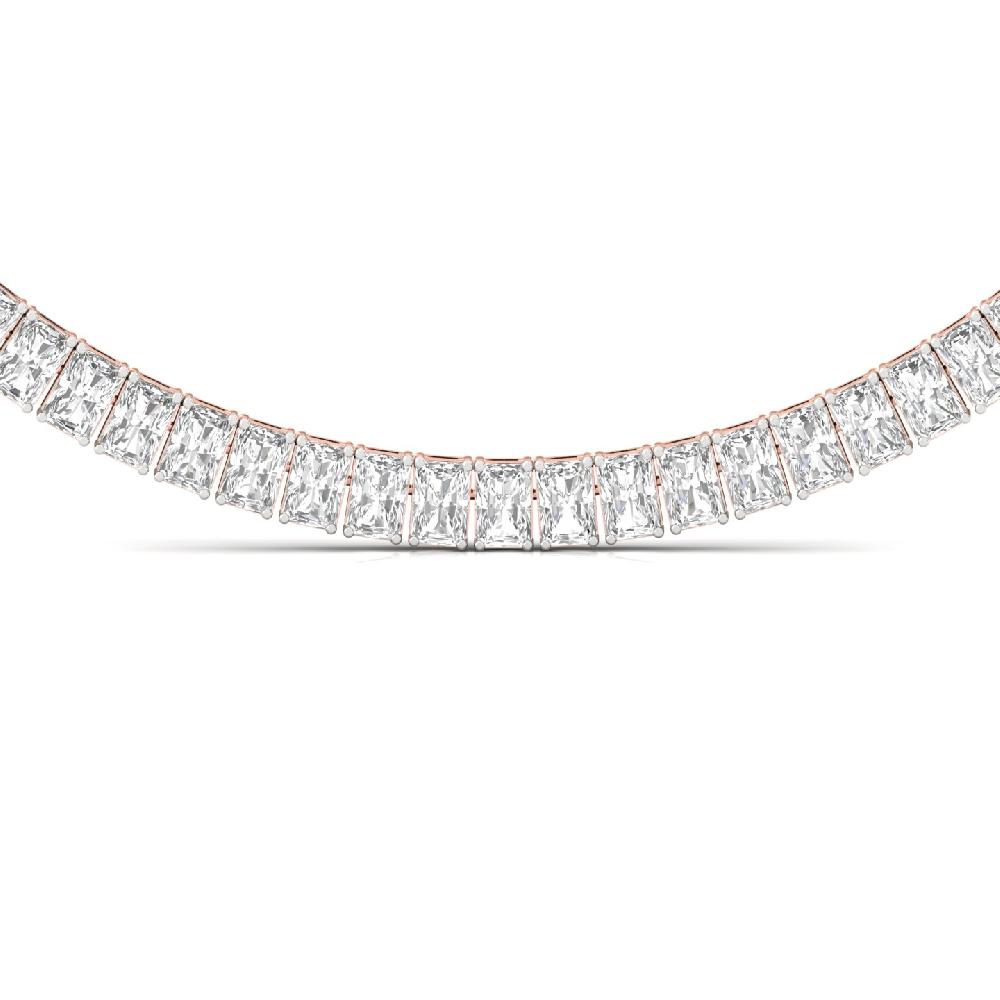Emerald Cut Lab Grown Diamond Forever Shine Tennis Necklace