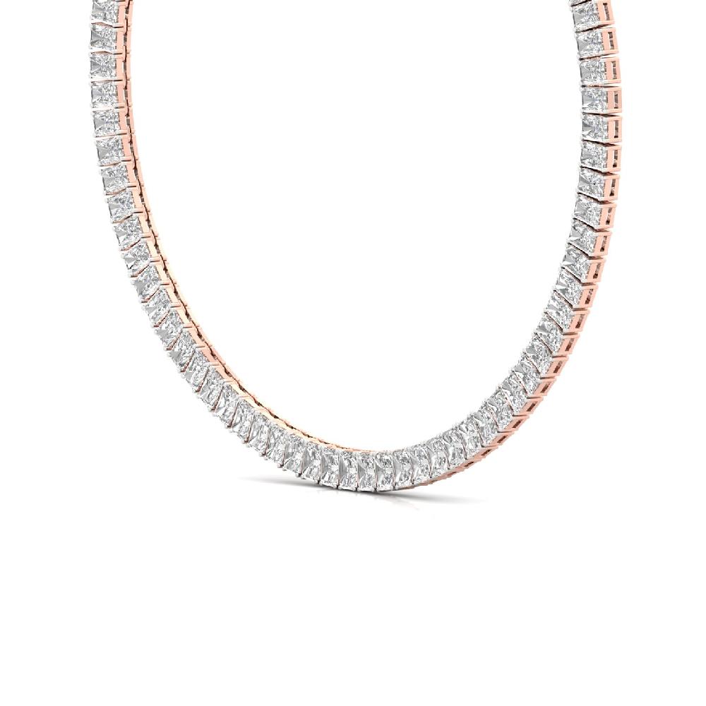 Emerald Cut Lab Grown Diamond Forever Shine Tennis Necklace