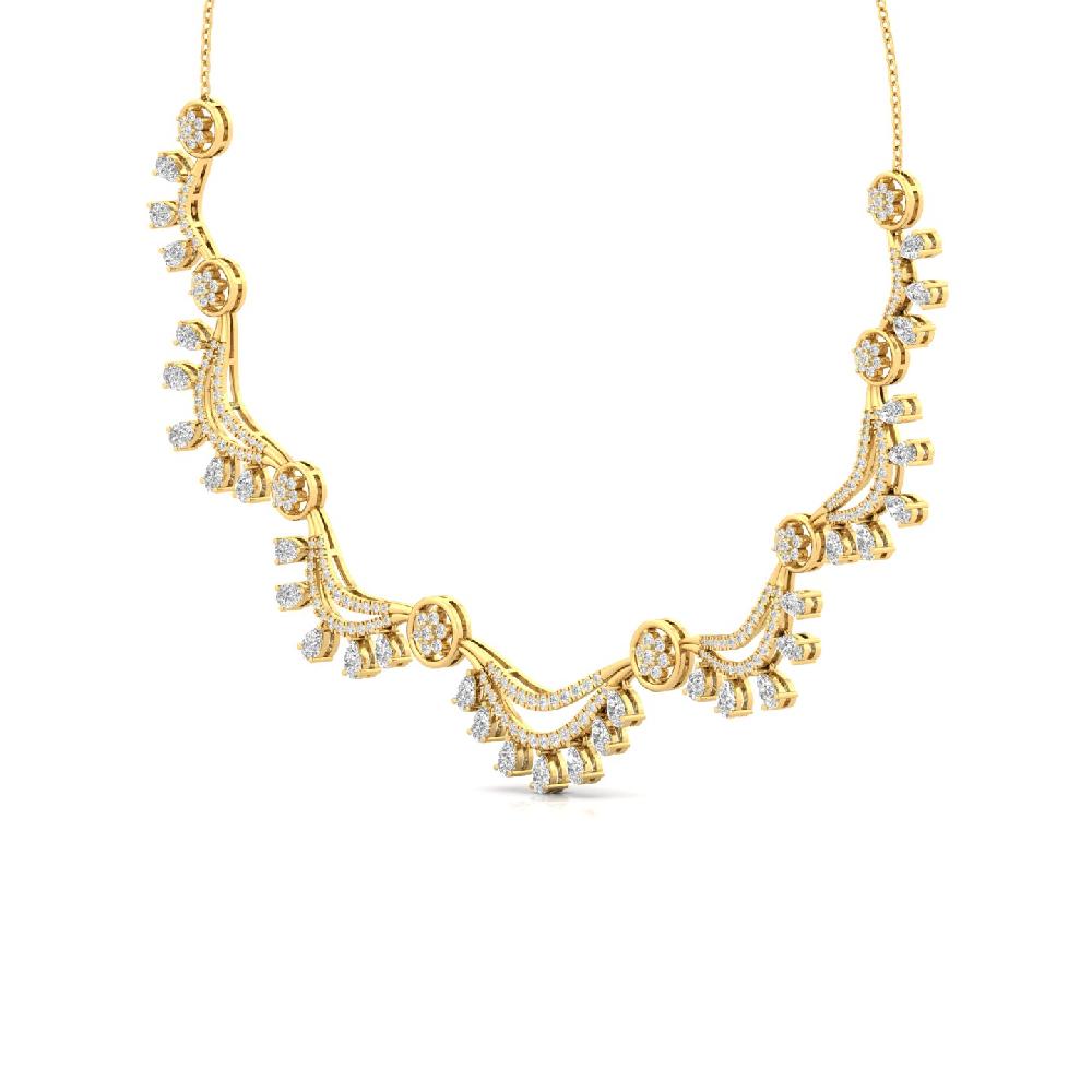 Regal Charm Pear & Round CVD Diamond Elegant Necklace