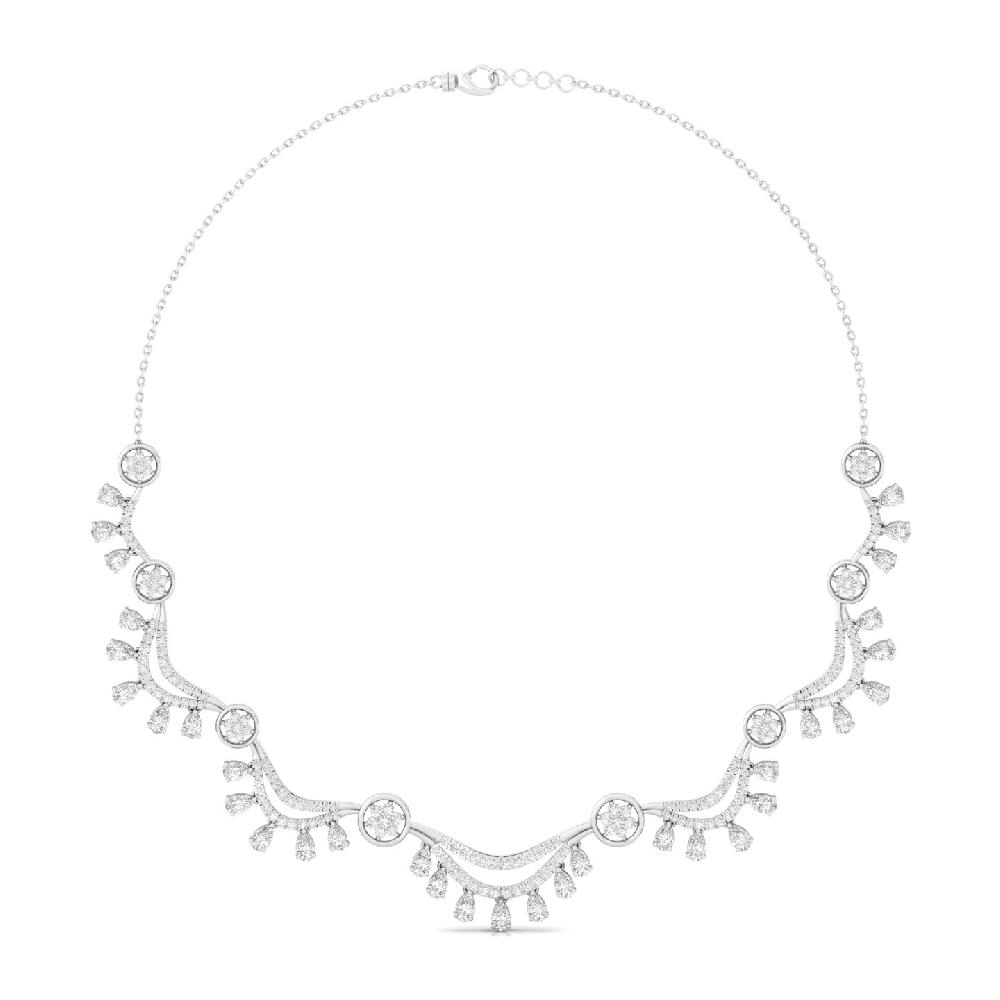 Regal Charm Pear & Round CVD Diamond Elegant Necklace