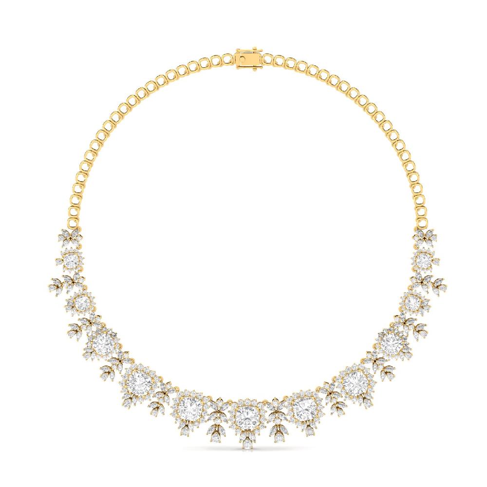 Celestial Elegance Necklace Cushion, Marquise & Pear Lab Grown Diamond Statement Necklace