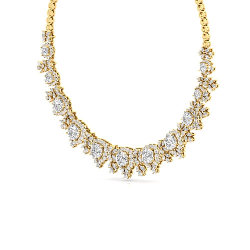 Celestial Elegance Necklace Cushion, Marquise & Pear Lab Grown Diamond Statement Necklace