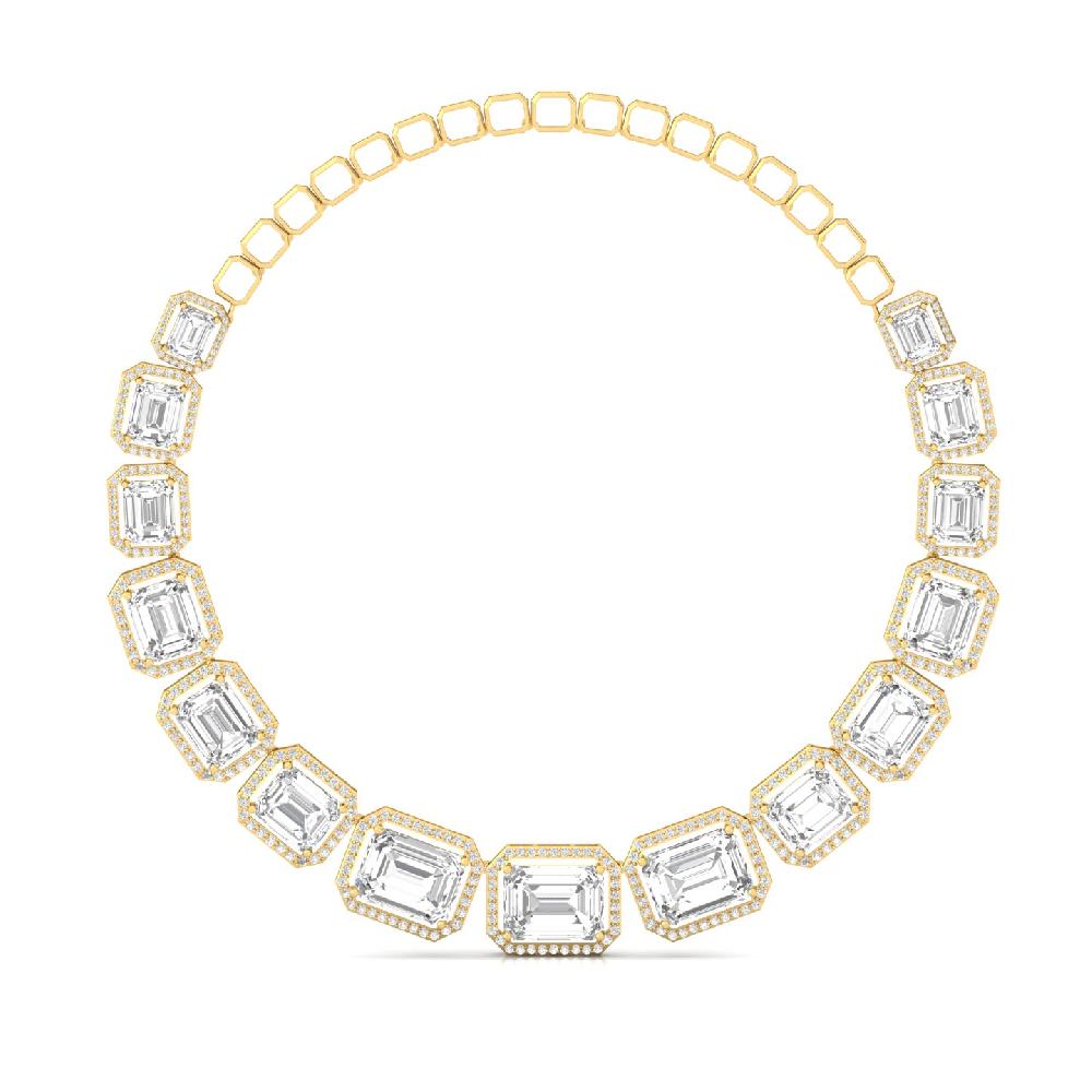Timeless Radiance Necklace Emerald & Round CVD Diamond Royal Necklace