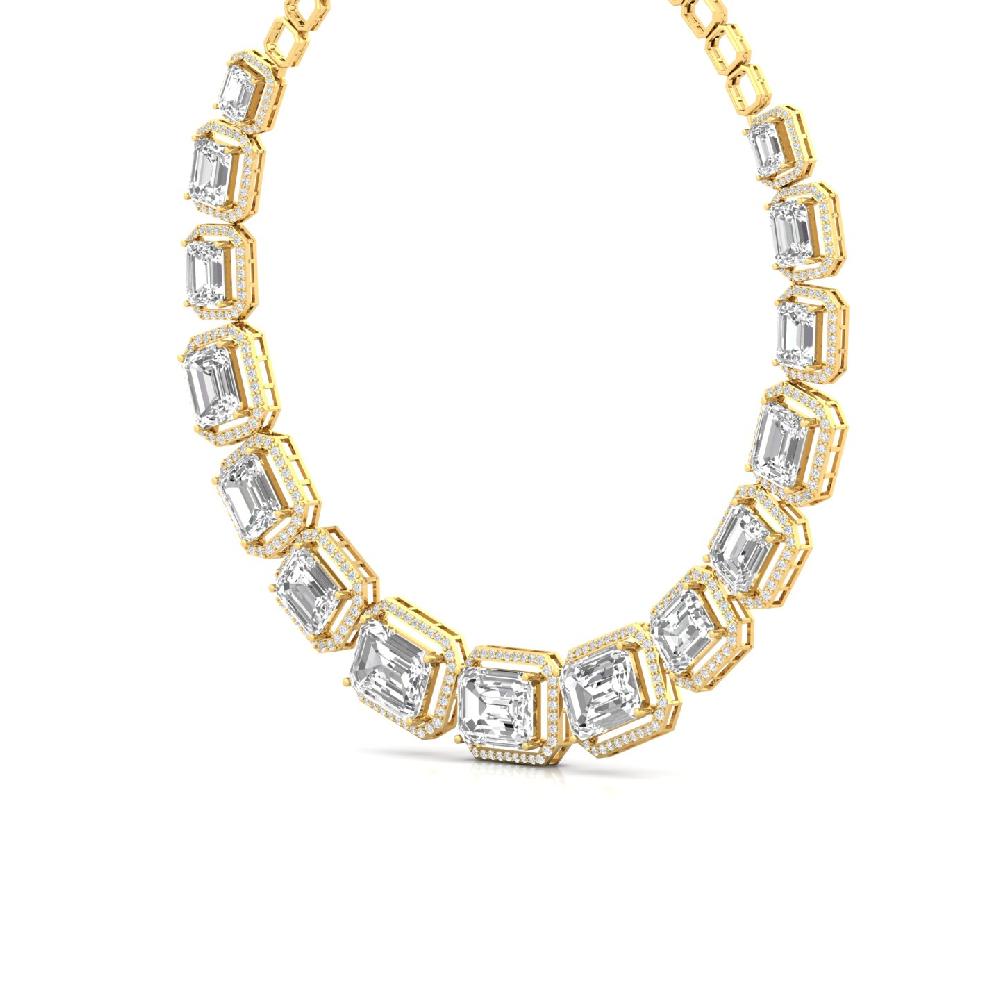 Timeless Radiance Necklace Emerald & Round CVD Diamond Royal Necklace