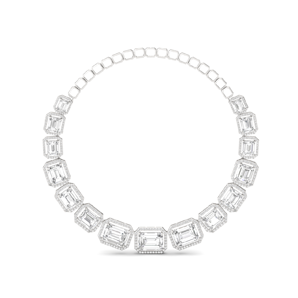 Timeless Radiance Necklace Emerald & Round CVD Diamond Royal Necklace