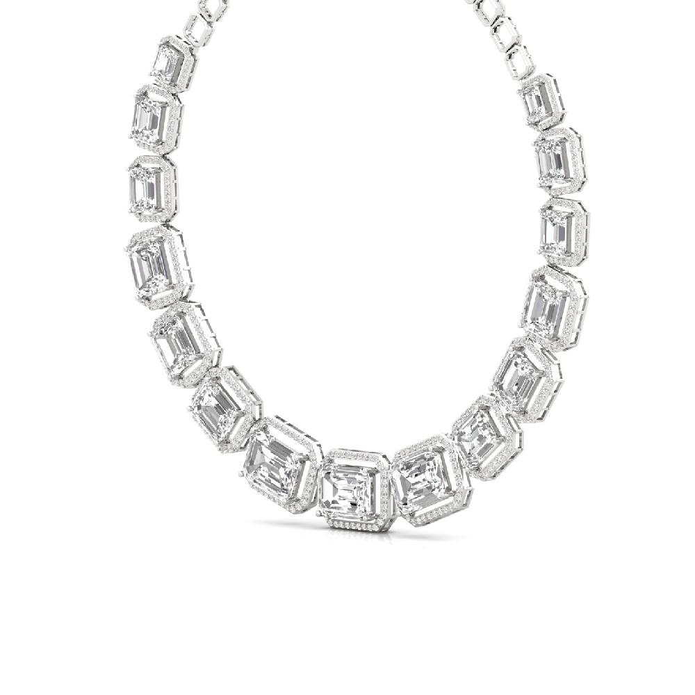 Timeless Radiance Necklace Emerald & Round CVD Diamond Royal Necklace