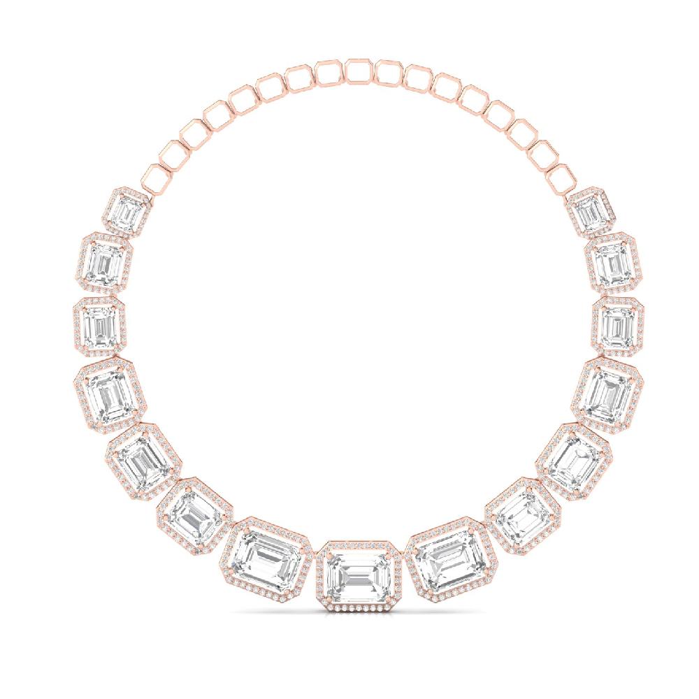 Timeless Radiance Necklace Emerald & Round CVD Diamond Royal Necklace