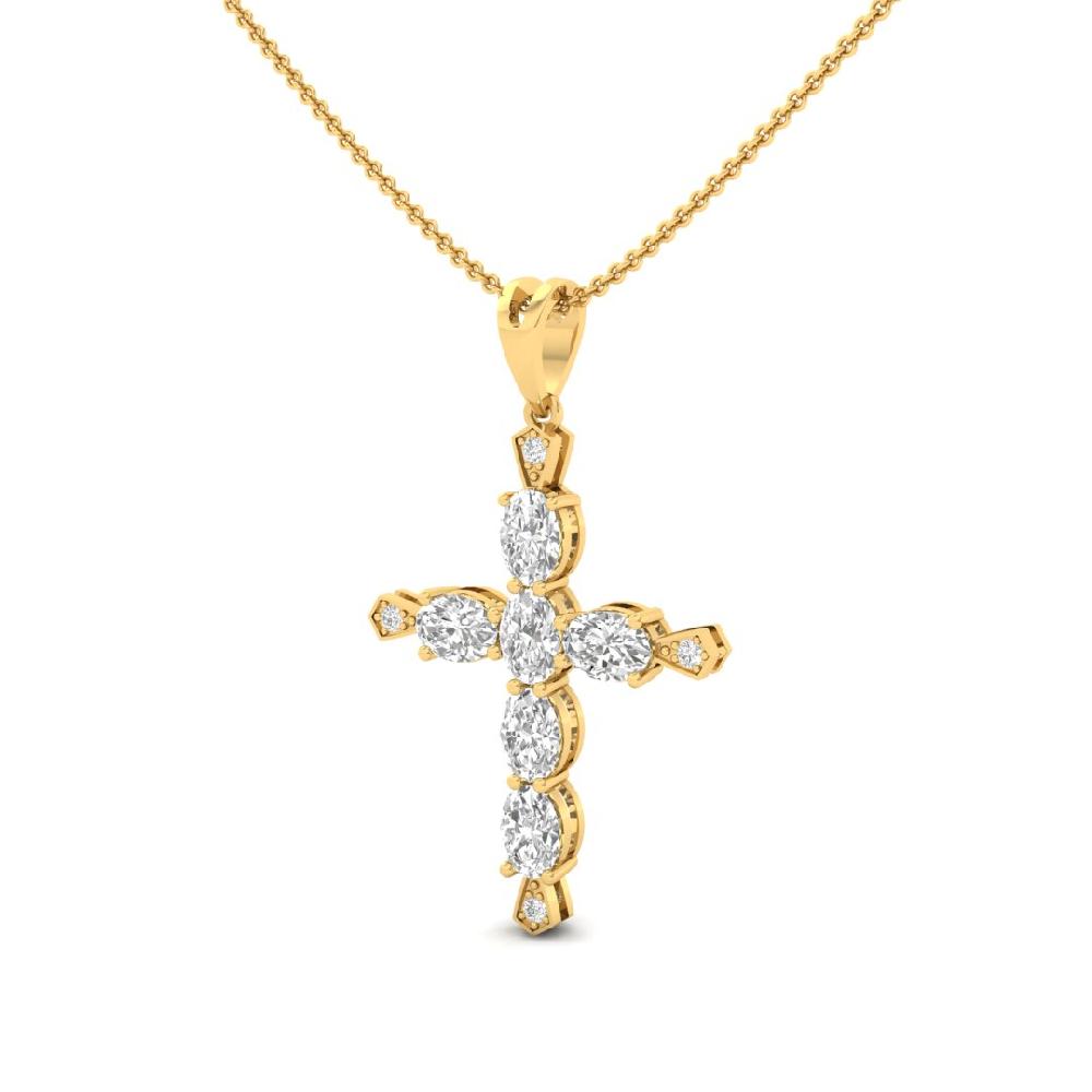 Celestial Elegance Oval & Round Cut CVD-Lab Grown Diamond cross Pendant