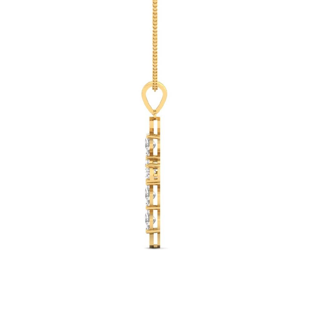 Celestial Elegance Oval & Round Cut CVD-Lab Grown Diamond cross Pendant