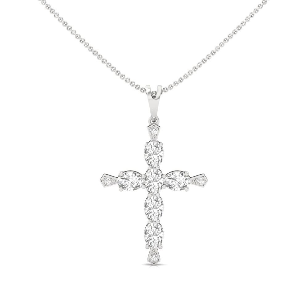Celestial Elegance Oval & Round Cut CVD-Lab Grown Diamond cross Pendant