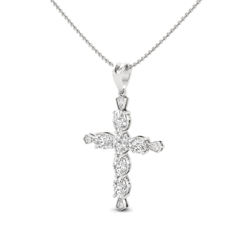 Celestial Elegance Oval & Round Cut CVD-Lab Grown Diamond cross Pendant
