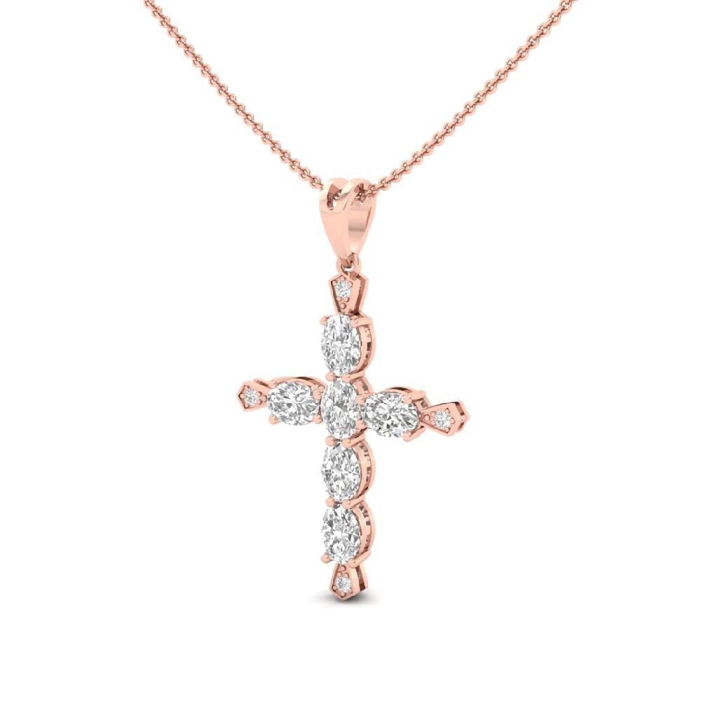 Celestial Elegance Oval & Round Cut CVD-Lab Grown Diamond cross Pendant