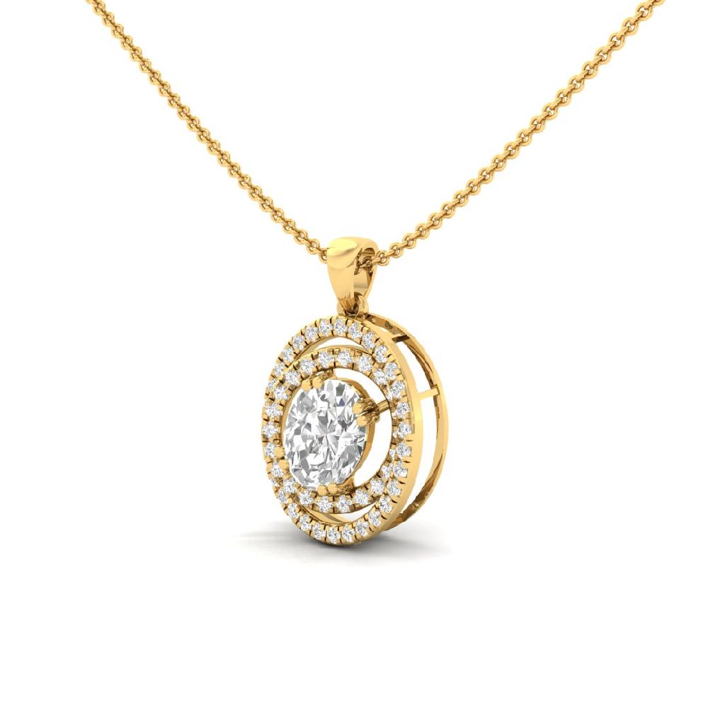 Oval & Round Cut Lab Grown Diamond Regal Charm Solitaire Pendant