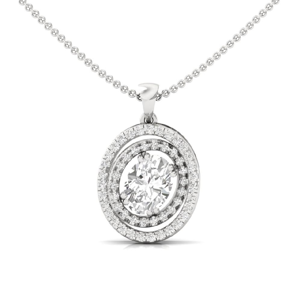 Oval & Round Lab Grown Diamond Regal Charm Solitaire Pendant