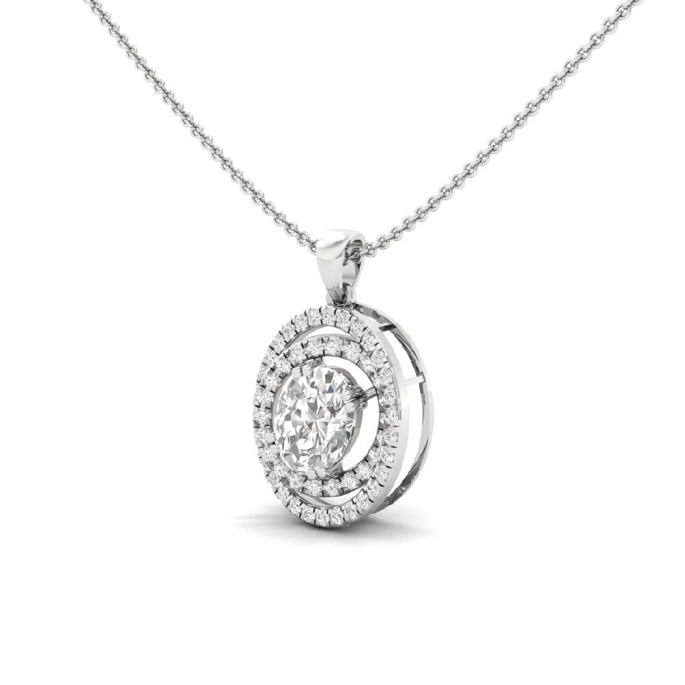 Oval & Round Lab Grown Diamond Regal Charm Solitaire Pendant