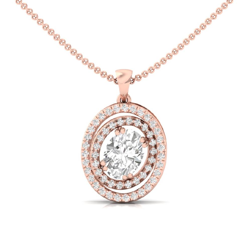 Oval & Round Lab Grown Diamond Regal Charm Solitaire Pendant