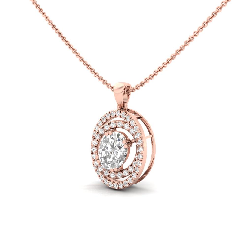 Oval & Round Lab Grown Diamond Regal Charm Solitaire Pendant