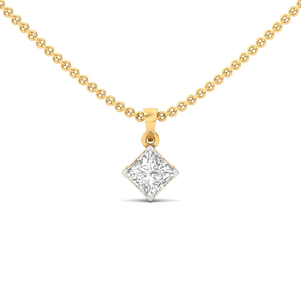 Princess Cut CVD Lab grown Diamond Regal Charm Solitaire Pendant