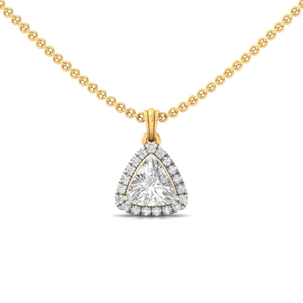 1.00ct Trillion Cut CVD Lab grown Eternal Glow Halo Solitaire Pendant