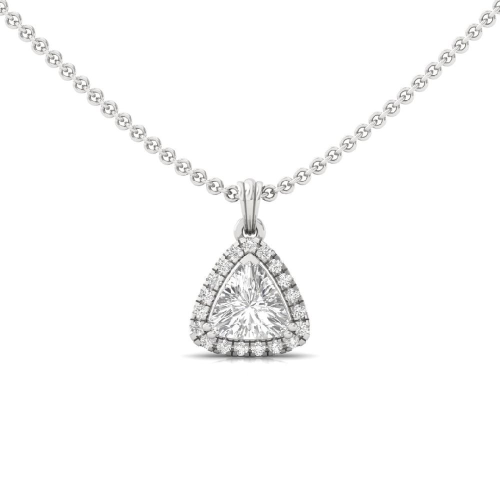 Trillion Cut CVD Lab grown Eternal Glow Halo Solitaire Pendant