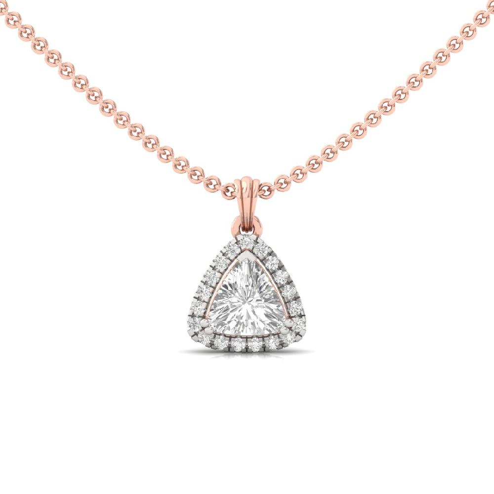 Trillion Cut CVD Lab grown Eternal Glow Halo Solitaire Pendant