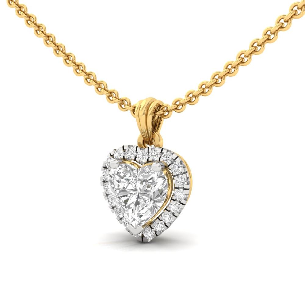 1.00 Ct Heart Cut CVD Lab grown Diamond Timeless Spark Halo Solitaire Pendant