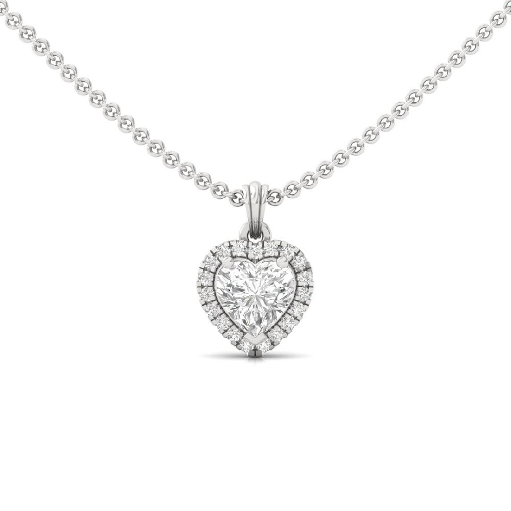1.00 Ct Heart Cut CVD Lab grown Diamond Timeless Spark Halo Solitaire Pendant