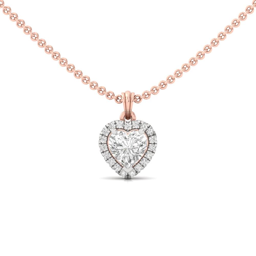 1.00 Ct Heart Cut CVD Lab grown Diamond Timeless Spark Halo Solitaire Pendant