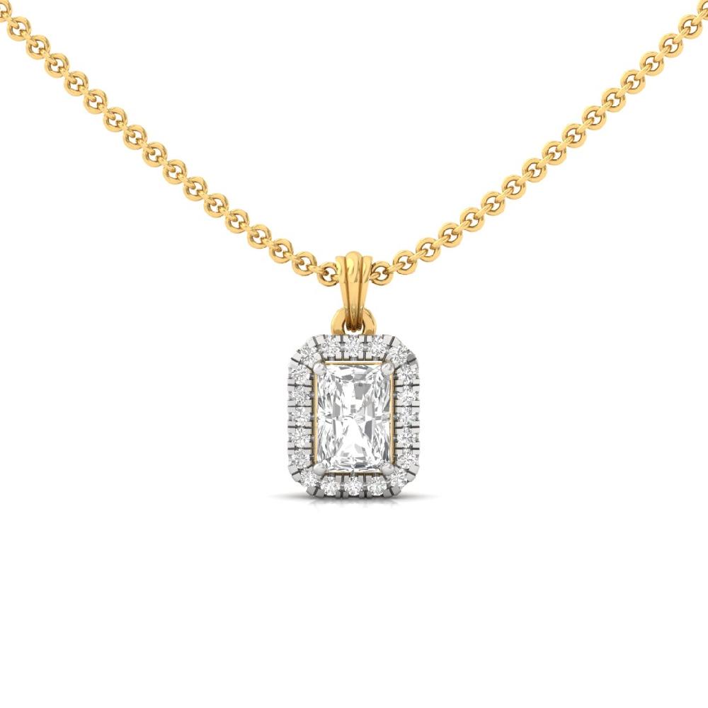 1.00Ct Radiant-Cut Lab Grown Diamond Celestial Brilliance Halo Pendant