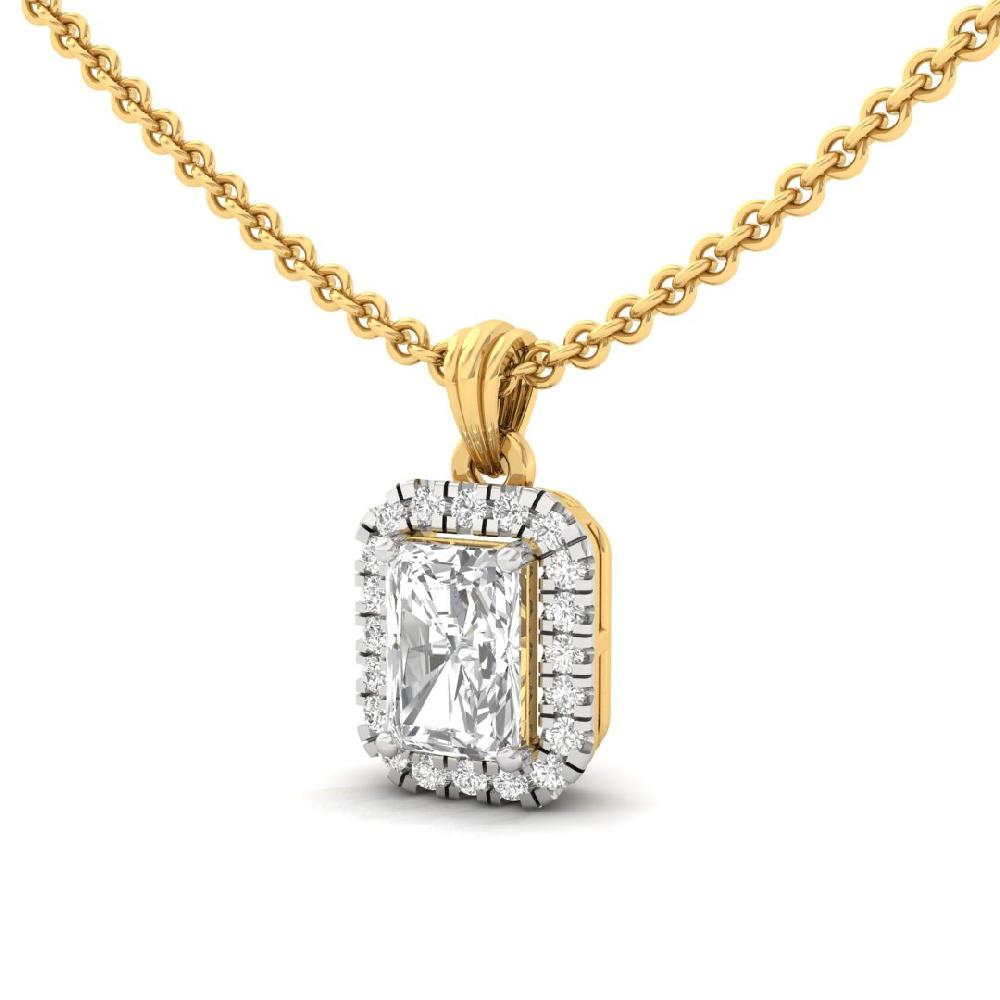 1.00Ct Radiant-Cut Lab Grown Diamond Celestial Brilliance Halo Pendant