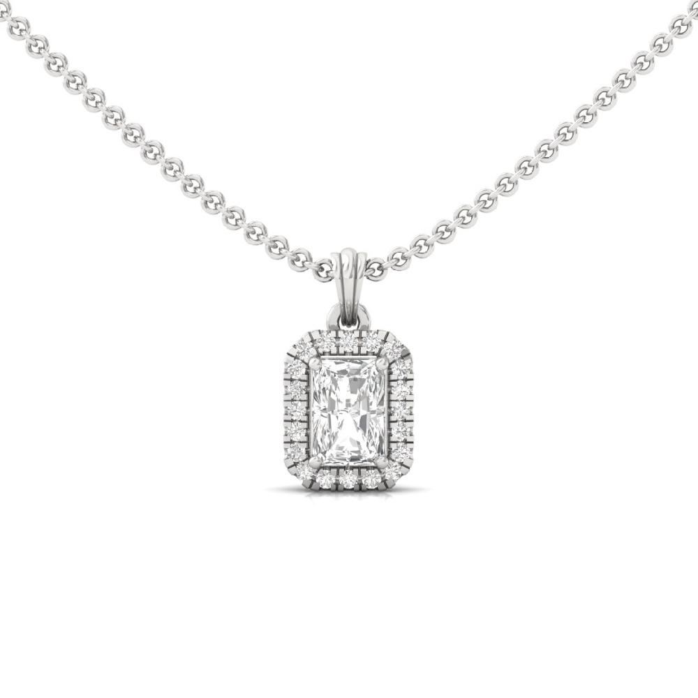 1.00Ct Radiant-Cut Lab Grown Diamond Celestial Brilliance Halo Pendant