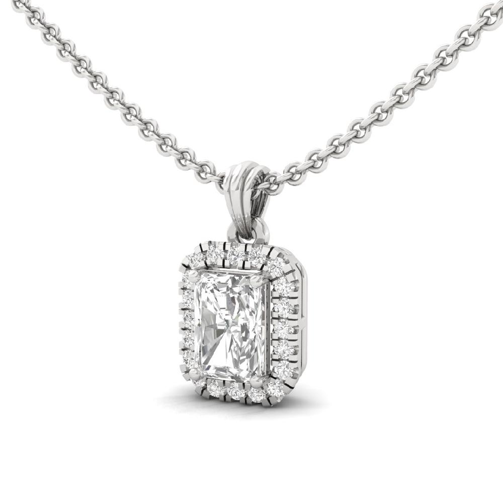 1.00Ct Radiant-Cut Lab Grown Diamond Celestial Brilliance Halo Pendant
