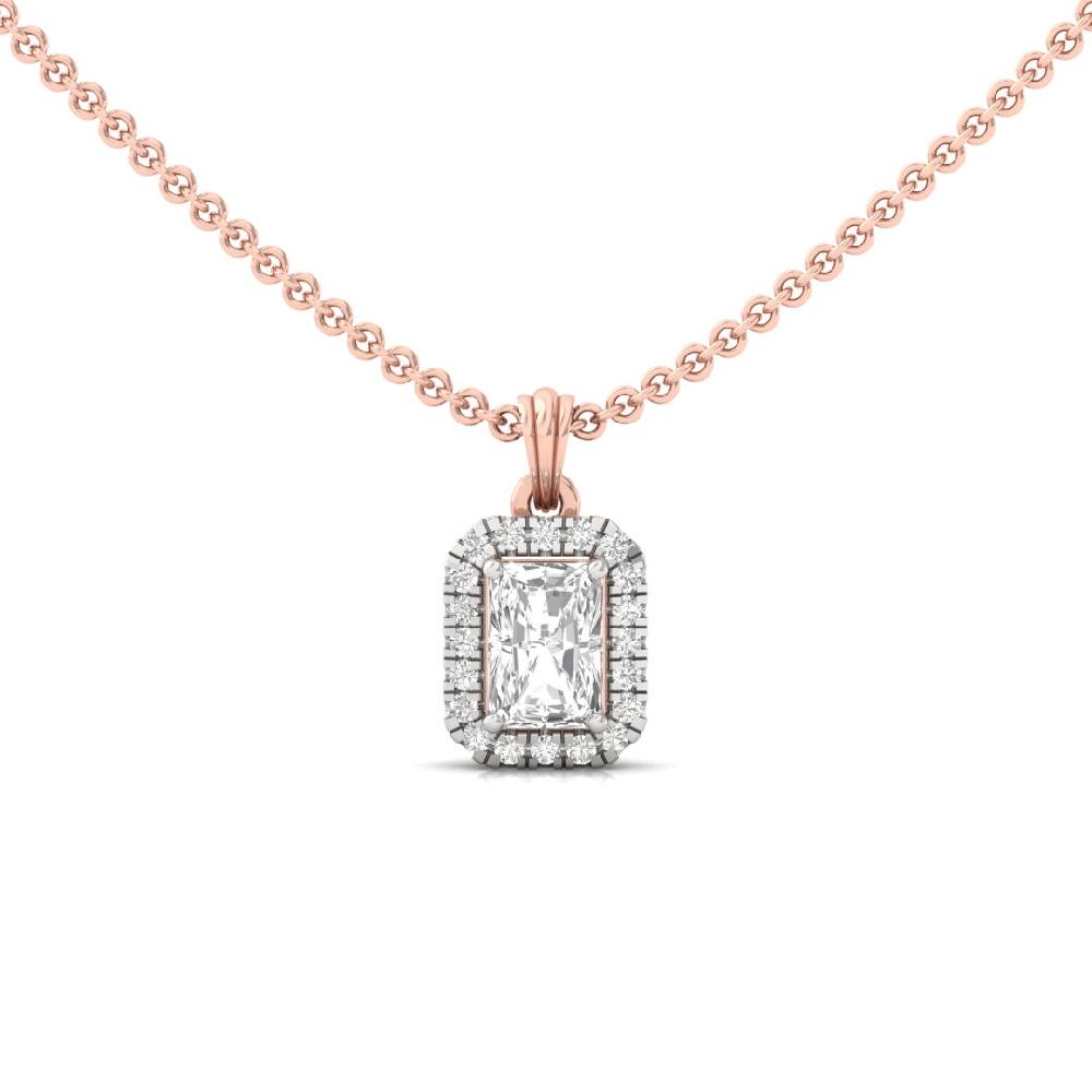 1.00Ct Radiant-Cut Lab Grown Diamond Celestial Brilliance Halo Pendant
