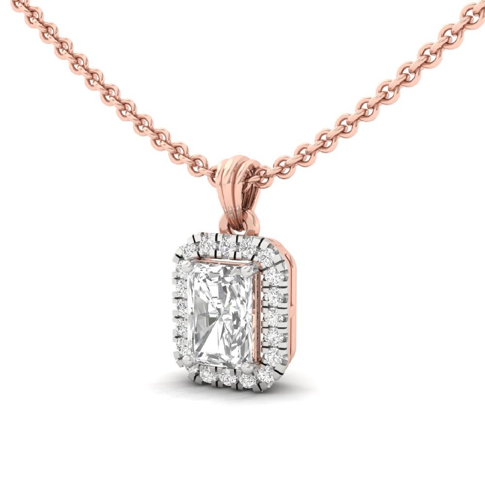 1.00Ct Radiant-Cut Lab Grown Diamond Celestial Brilliance Halo Pendant