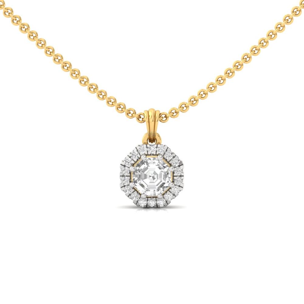 1.00Ct Octagon Cut CVD LAB GROWN diamond Regal Grace Halo Solitaire Pendant
