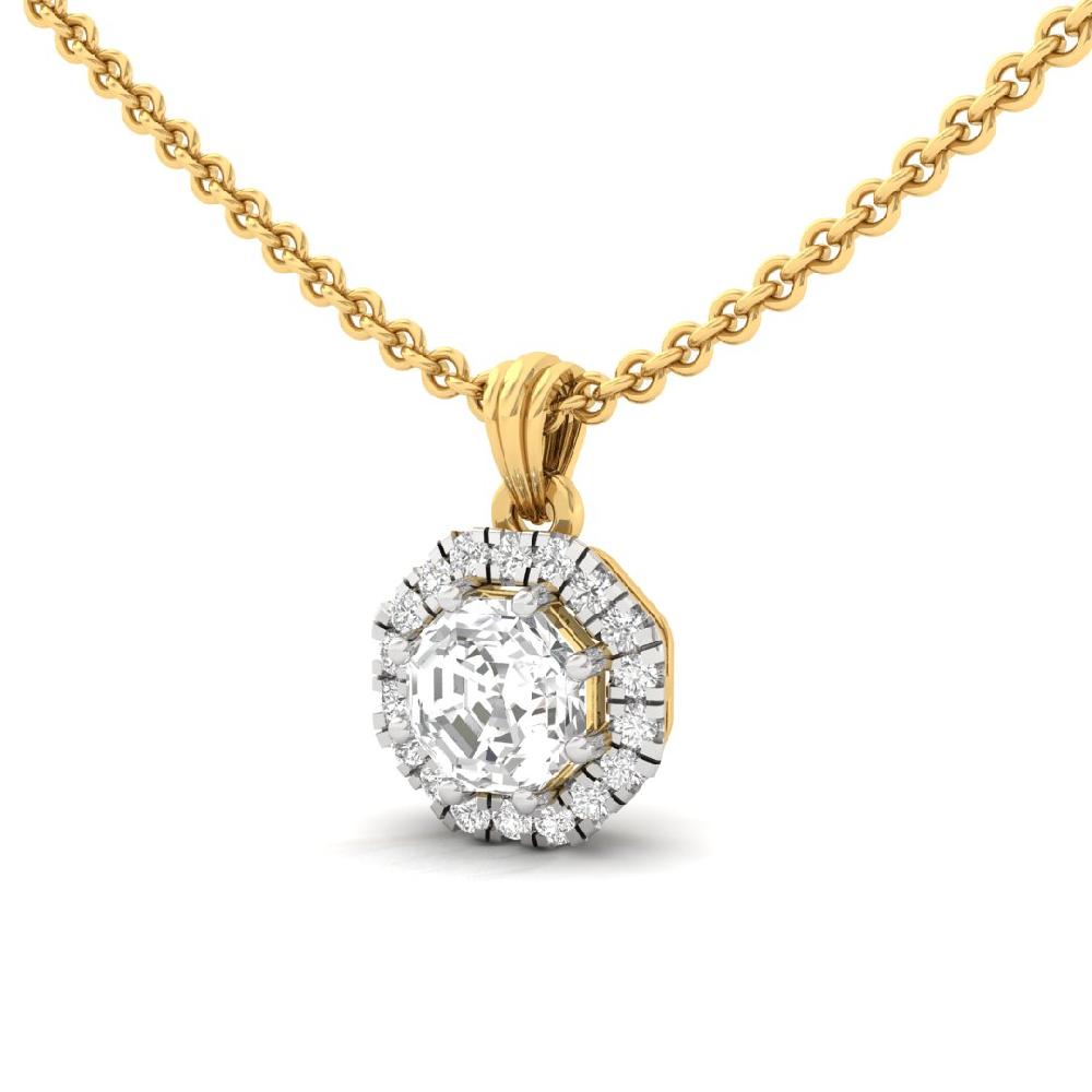 1.00Ct Octagon Cut CVD LAB GROWN diamond Regal Grace Halo Solitaire Pendant