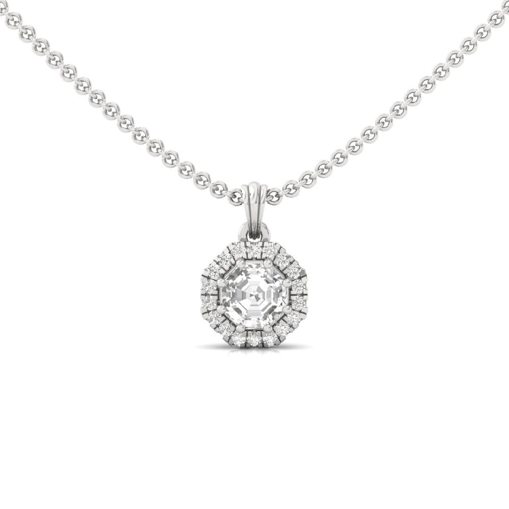Octagon Cut CVD diamond Regal Grace Halo Solitaire Pendant