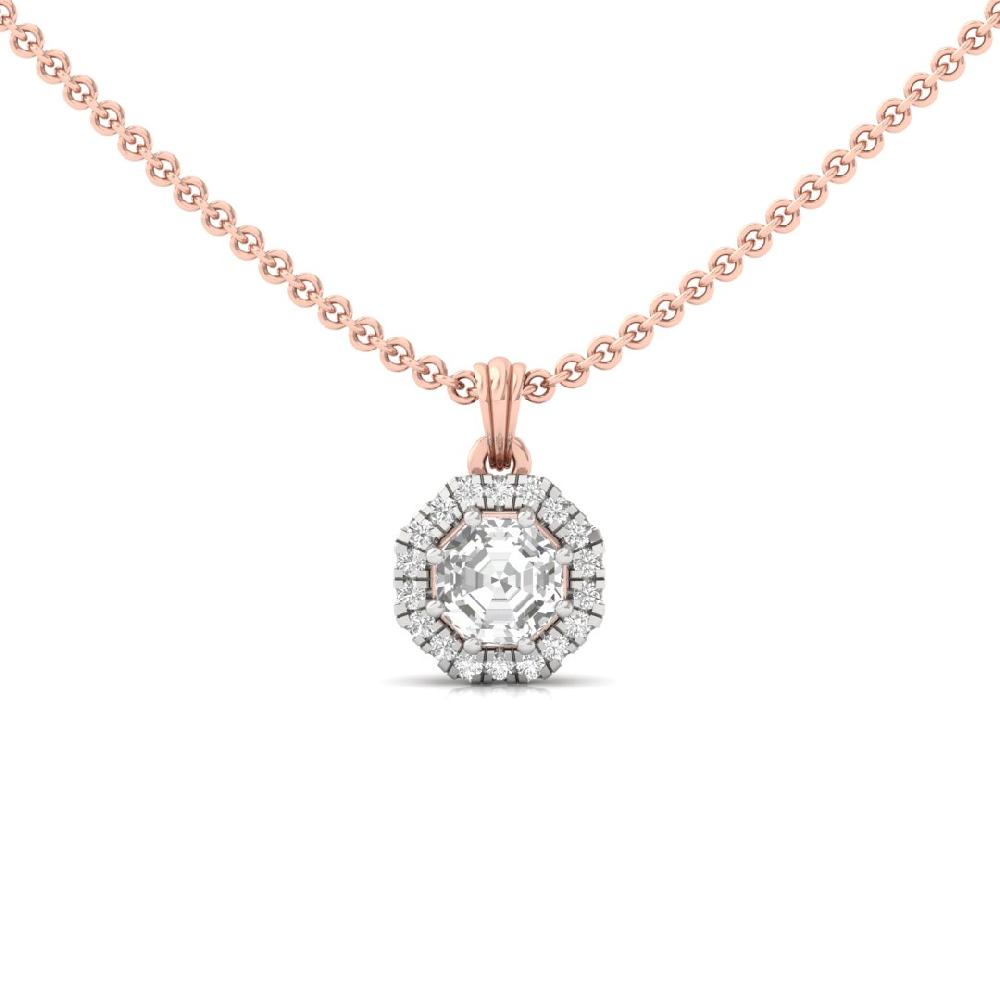 Octagon Cut CVD diamond Regal Grace Halo Solitaire Pendant