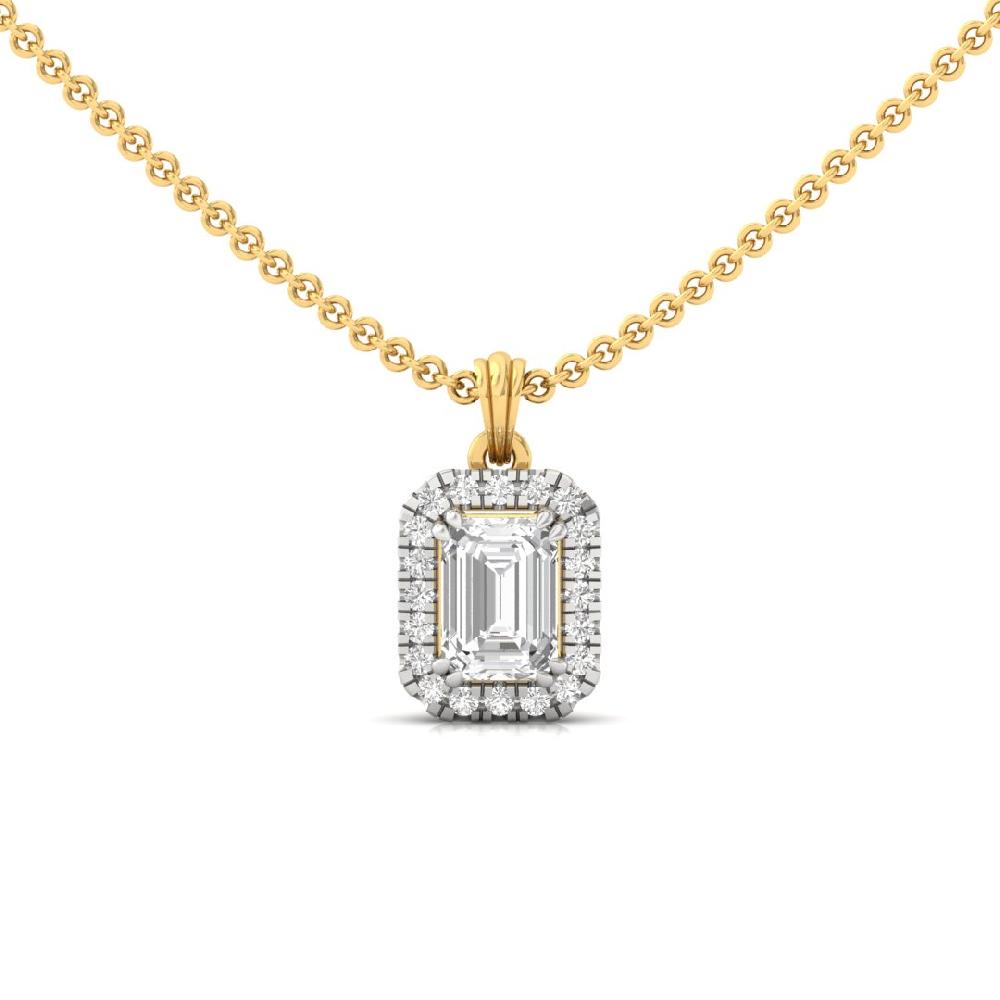 1.05Ct Emerald Cut CVD Lab Grown Diamond Infinity Radiance Halo Solitaire Pendant