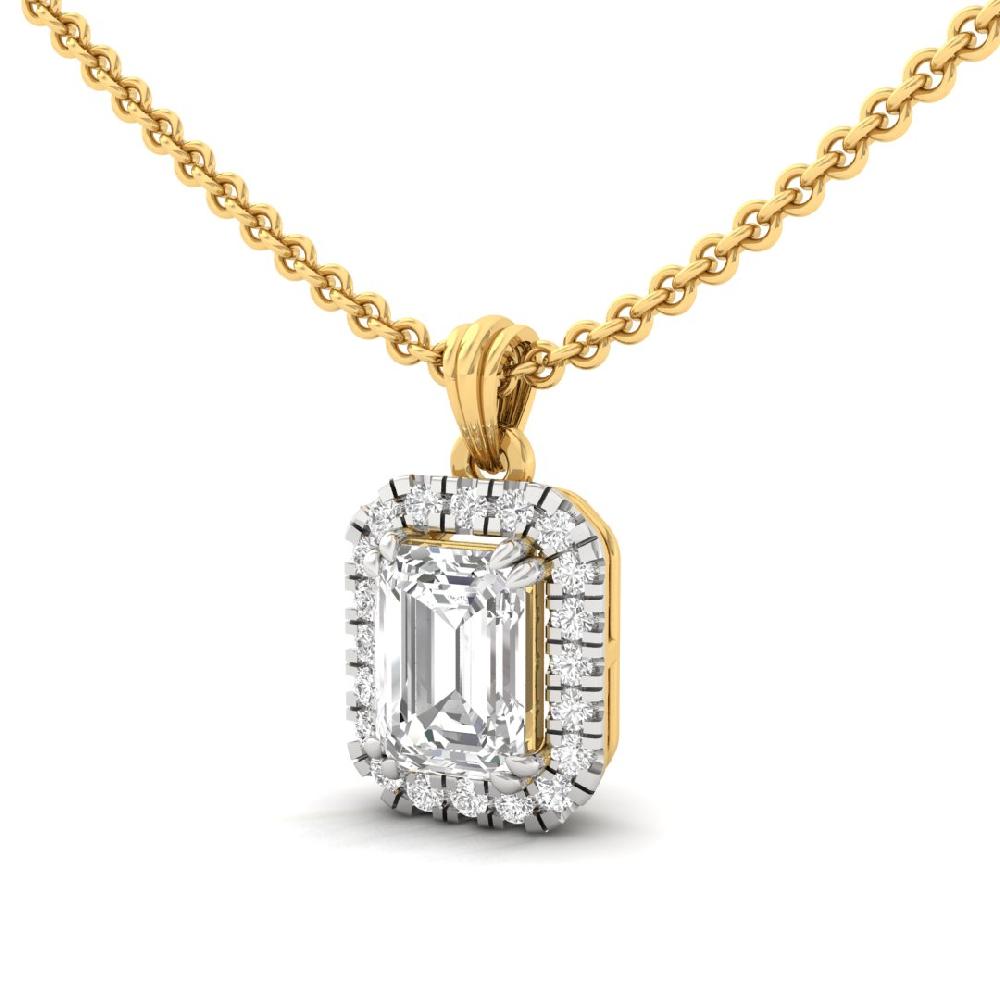 1.05Ct Emerald Cut CVD Lab Grown Diamond Infinity Radiance Halo Solitaire Pendant