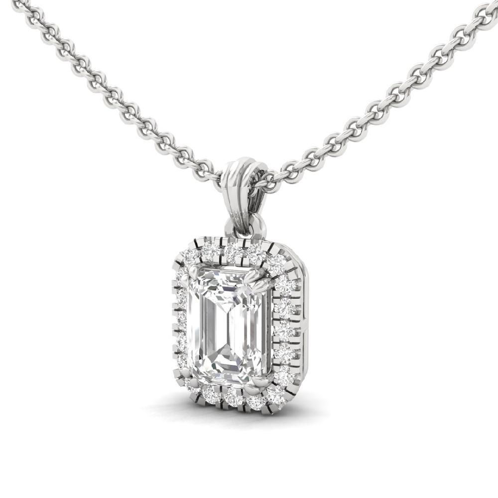 Emerald Cut CVD Lab Grown Diamond Infinity Radiance Halo Solitaire Pendant