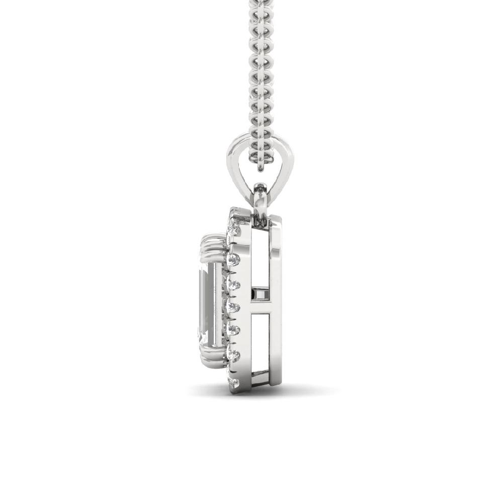 Emerald Cut CVD Lab Grown Diamond Infinity Radiance Halo Solitaire Pendant