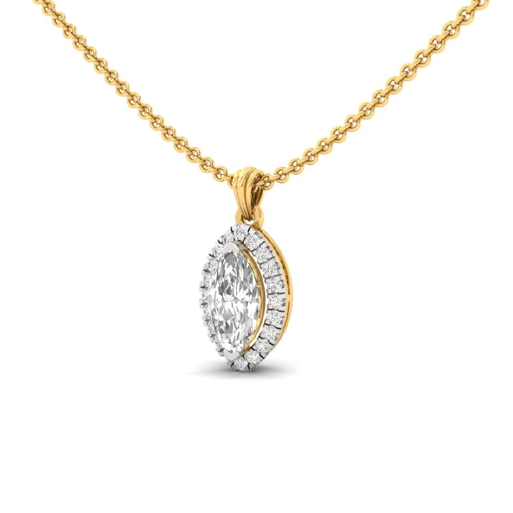 0.90Ct Marquise Cut CVD Lab grown Diamond Majestic Glow Halo Solitaire Pendant