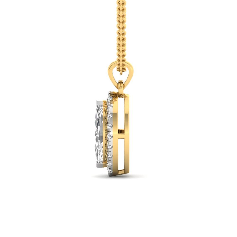 Marquise Cut Lab grown Diamond Majestic Glow Halo Solitaire Pendant