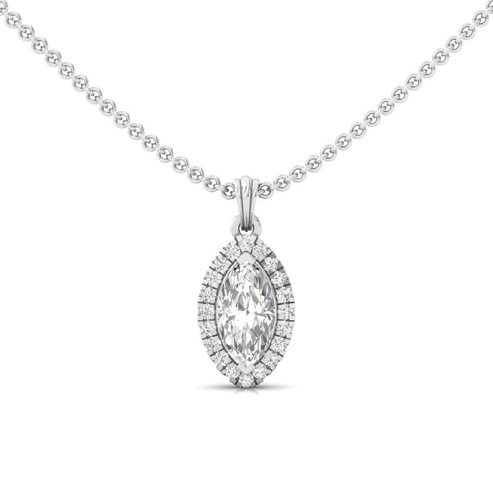 Marquise Cut Lab grown Diamond Majestic Glow Halo Solitaire Pendant