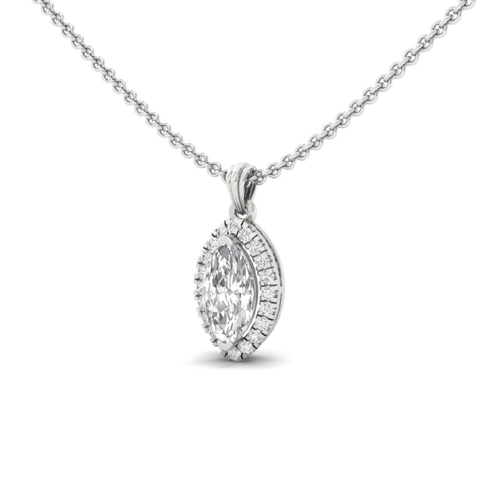 Marquise Cut Lab grown Diamond Majestic Glow Halo Solitaire Pendant
