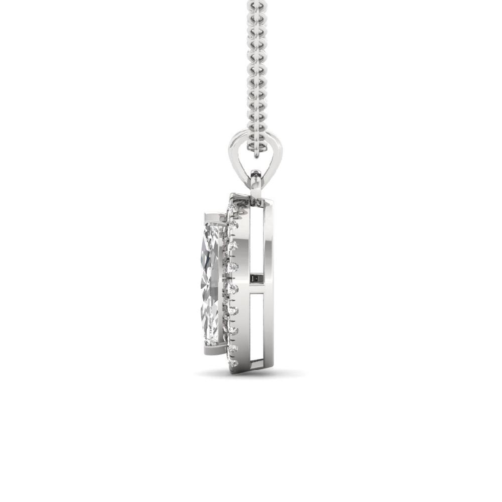 Marquise Cut Lab grown Diamond Majestic Glow Halo Solitaire Pendant